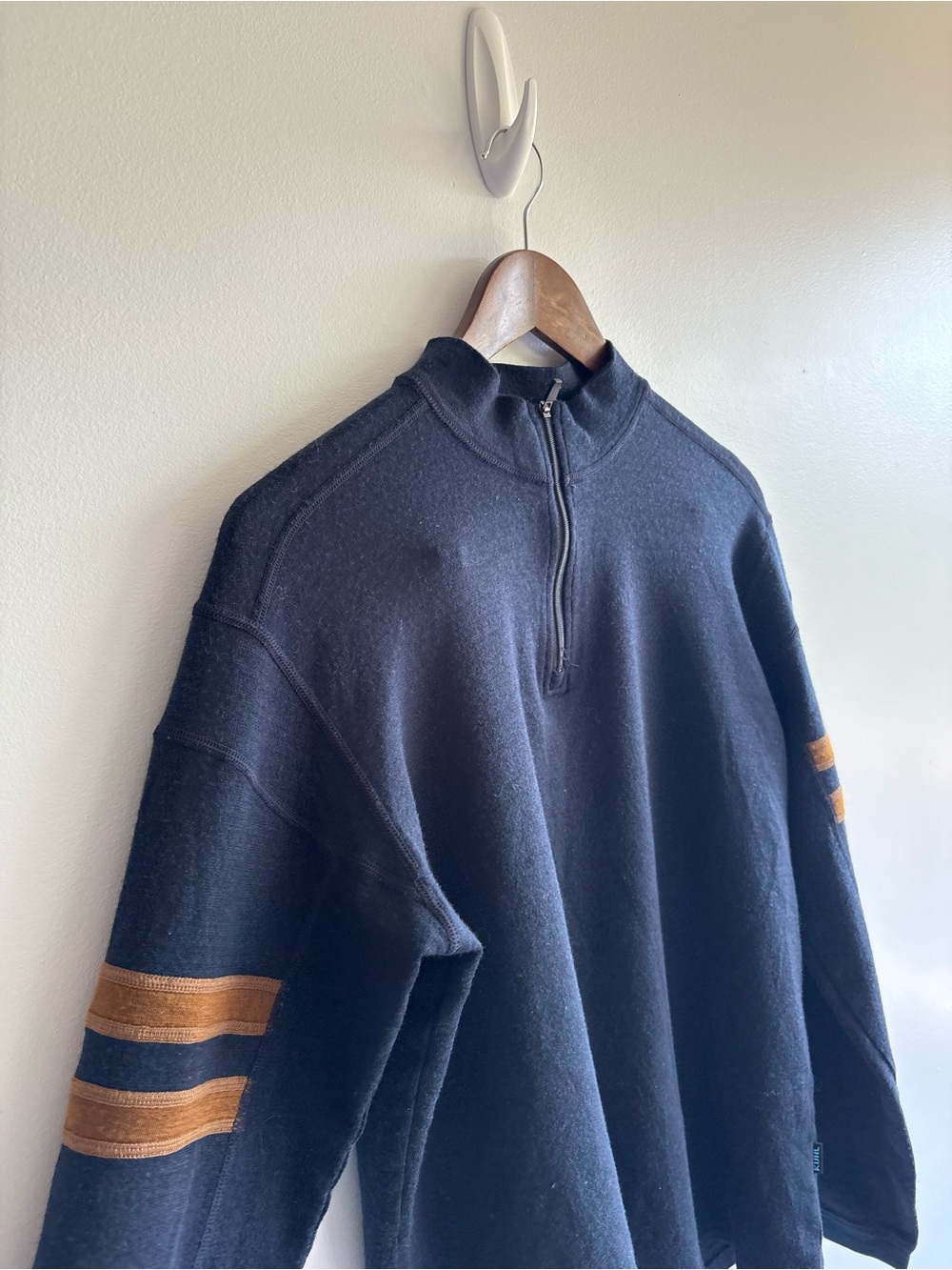KÜHL Interceptr Merino Wool Quarter Zip Pullover Navy Sweater Men’s Large - Picture 8 of 13